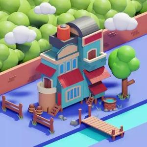 Low poly Stylized House