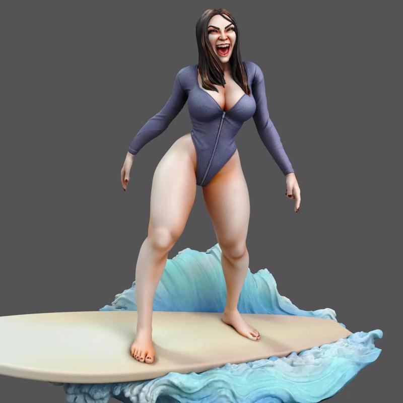 Carol woman on surfboard