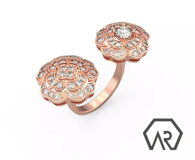 Bouton de camelia ring 3D print model D15