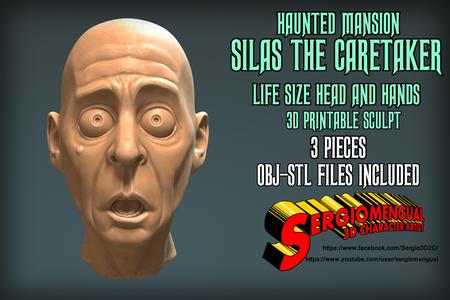 Haunted Mansion Silas the Caretaker Life Size Head and Hands 3D Printable Sculpt
