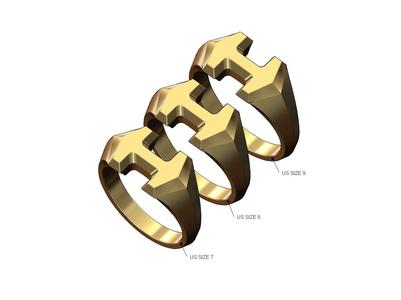 Hermes Super H signet ring US Sizes 7 8 9 3D print model