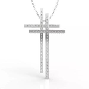 Sacred Double Cross Diamond Pendant