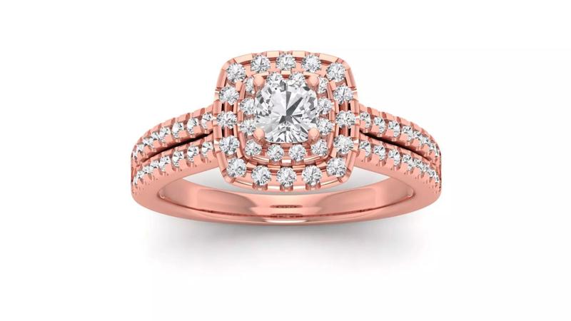 Solitaire Wedding Engagement Women Double Band Ring Brial Ring