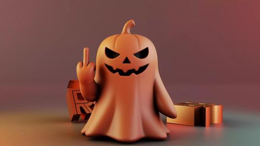 Middle Finger Halloween Ghost and Pumpkin