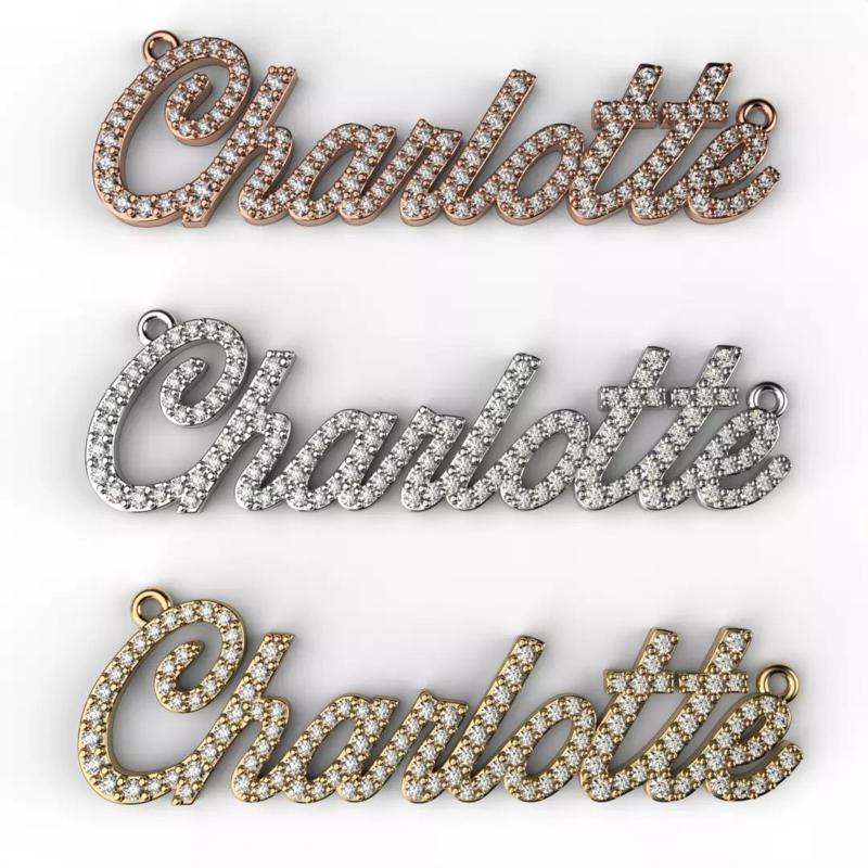 MODELO DE IMPRESION 3D DIJE CHARLOTTE CON DIAMANTES