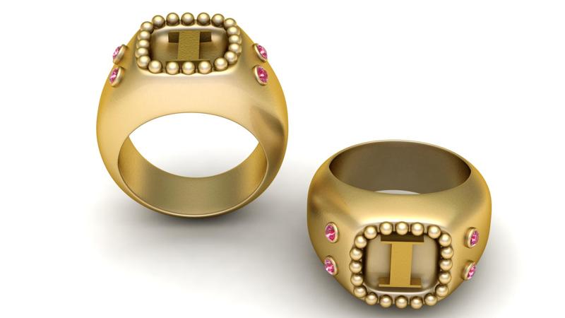 T ALPHABET RING  3d printable model