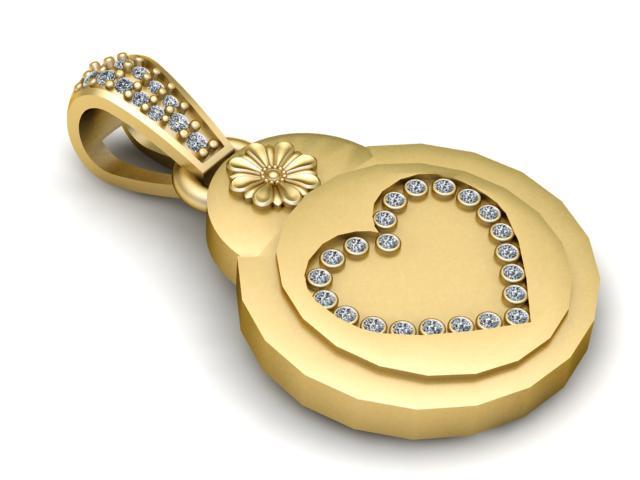 Heart and Flower Medallion Pendant 3D Printable Model