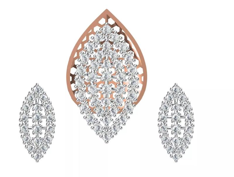 Women Earrings Pendant Set STL FBX JCD Details