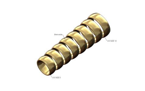 8mm wide comfort fit rounded wedding band US sizes 5to12 3D print model