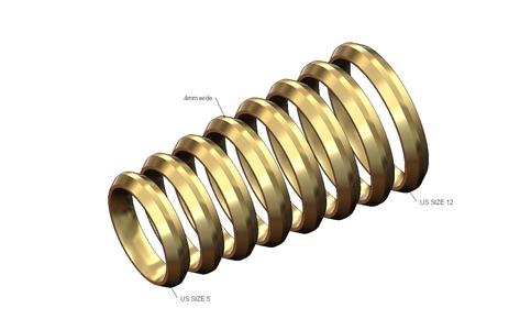 4mm wide chamfered sides comfort fit rounded wedding band 3D print model