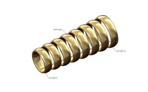 6mm wide comfort fit rounded wedding band 3D print model