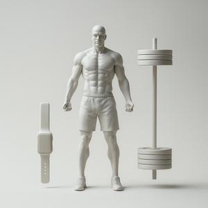 Exclusive 3D sculpture of a fitness athlete in a minimalist, collectible style.