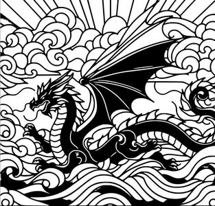 Wall art: Dragon in the clouds (four colours)