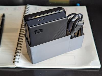 Gridfinity USB HDD dual bin w/ cable sub-bin