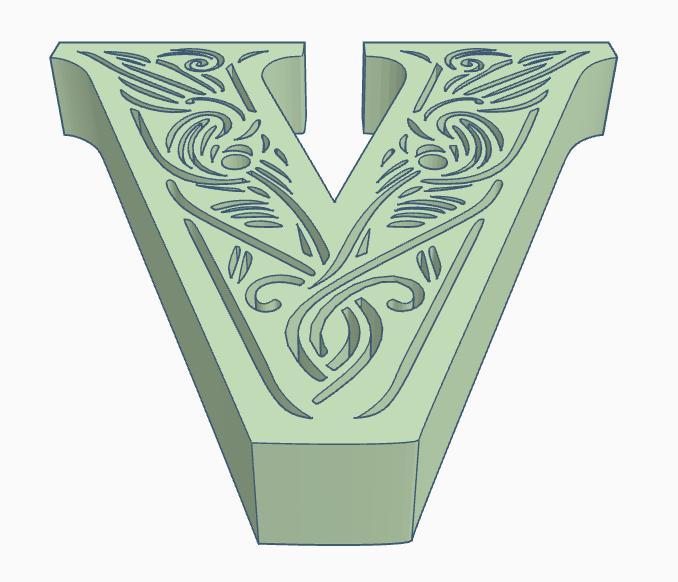 standing initial: letter V