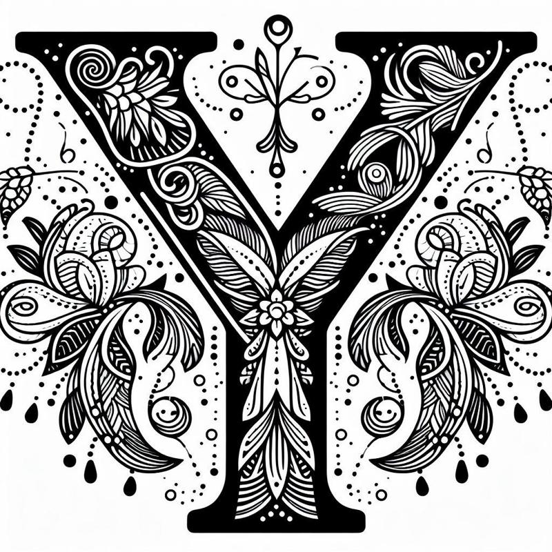 Frottage creation: letter Y (version 3)