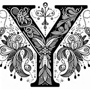 Frottage creation: letter Y (version 3)