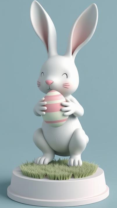 Easter Bunny Rabbit  Holding Egg