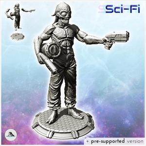 Scaly-skinned alien warrior with double laser guns (13) - SF SciFi wars future apocalypse post-apo wargaming wargame