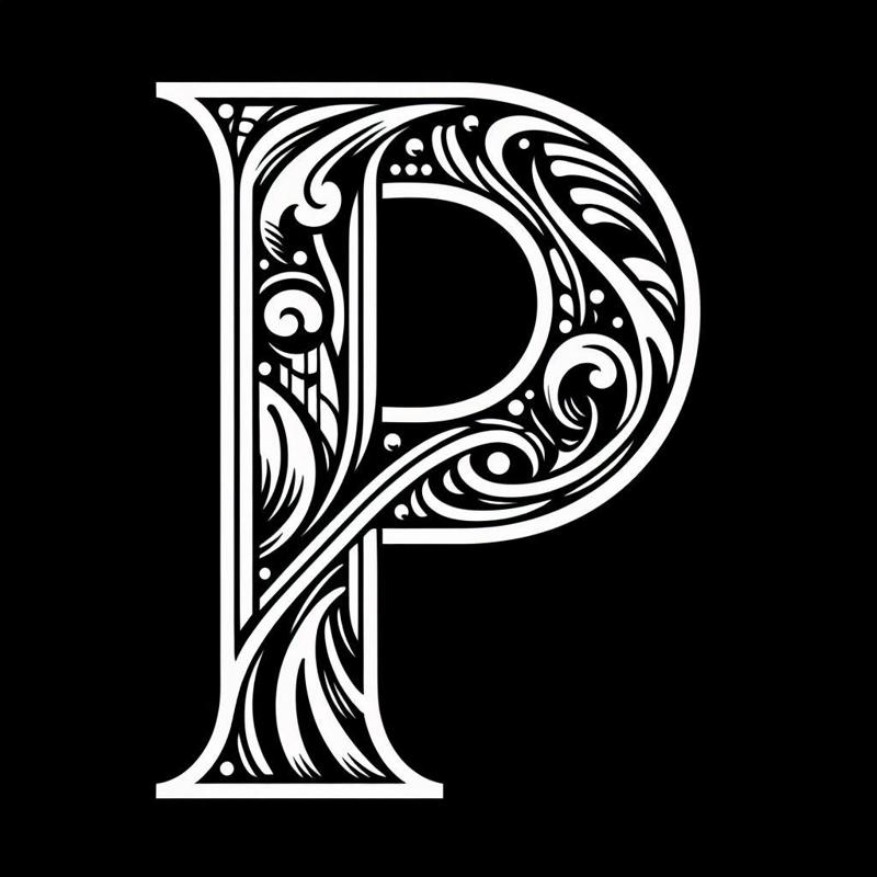 Frottage creation: letter P (version 4)