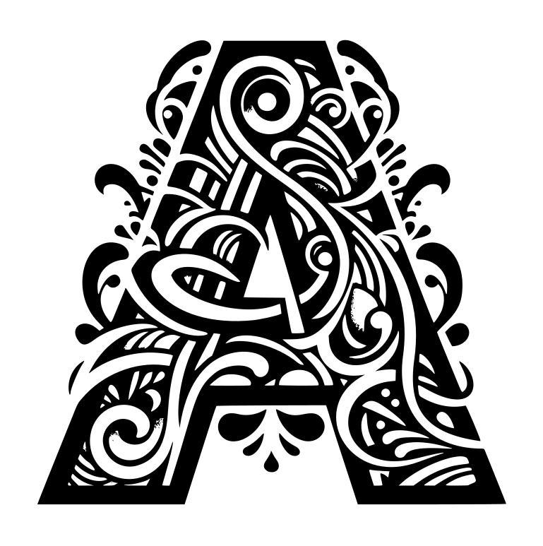 Frottage creation: letter A (version 7)