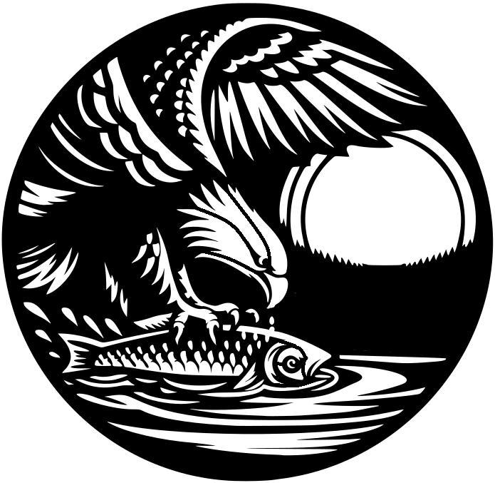 Coaster / wall art / stencil / frottage creation: Eagle (version 10)