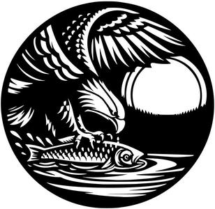 Coaster / wall art / stencil / frottage creation: Eagle (version 10)