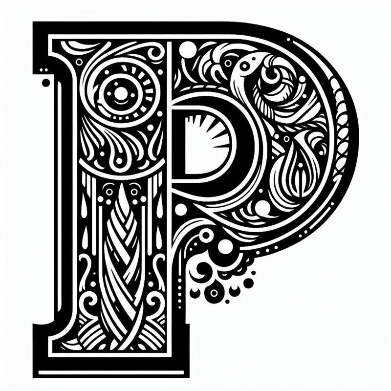 Frottage creation: letter P (version 2)