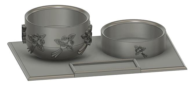 Eierbecher mit Blumensträußen und Eierschalen-Behälter