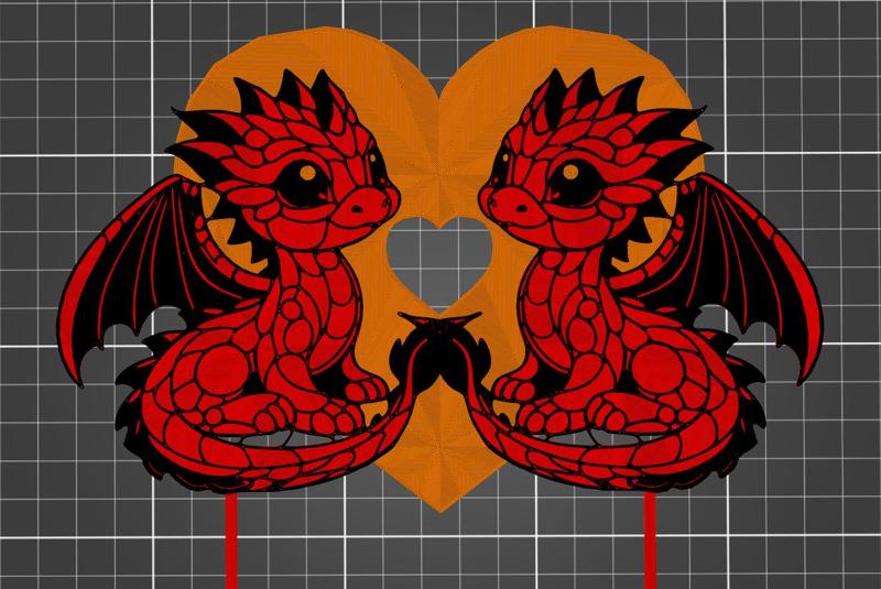 Cake toppers: Two baby dragons for twins (three colours)