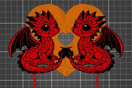 Cake toppers: Two baby dragons for twins (three colours)