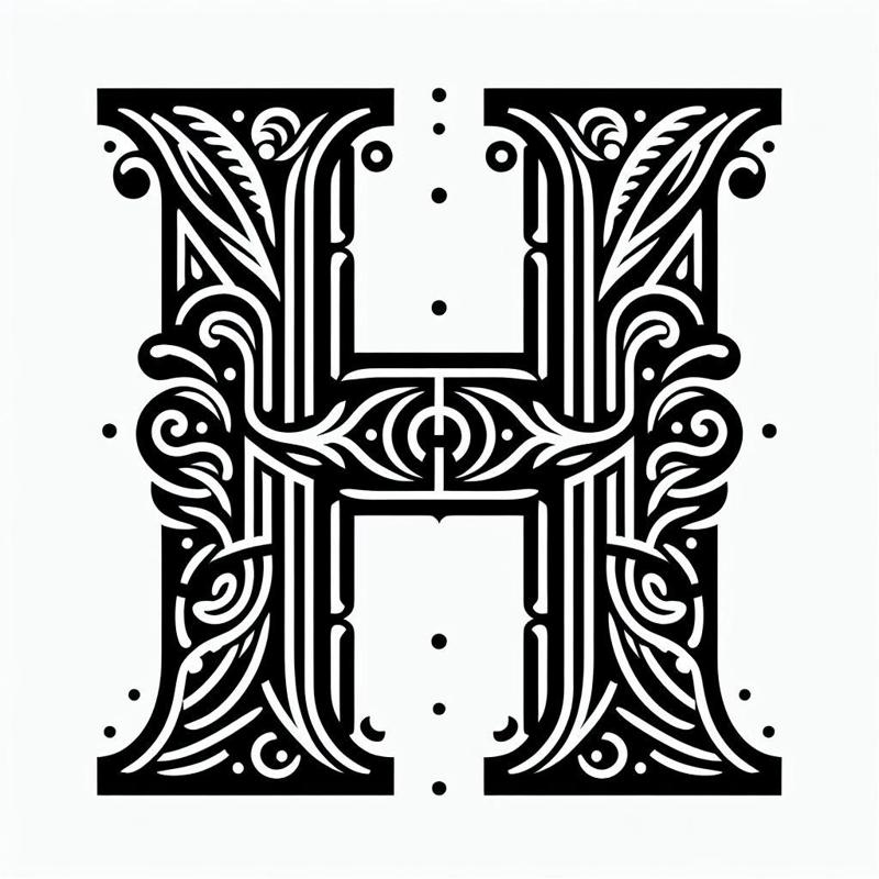 Frottage creation: letter H (version 4)