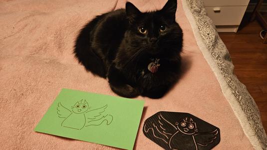 Demon angel cat stencil