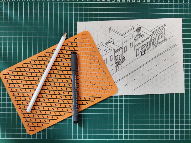 Isometric perspective drawing line help template