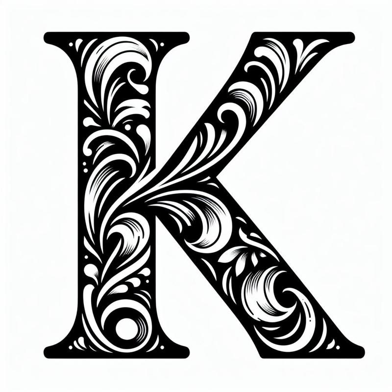 Frottage creation: letter K (version 1)