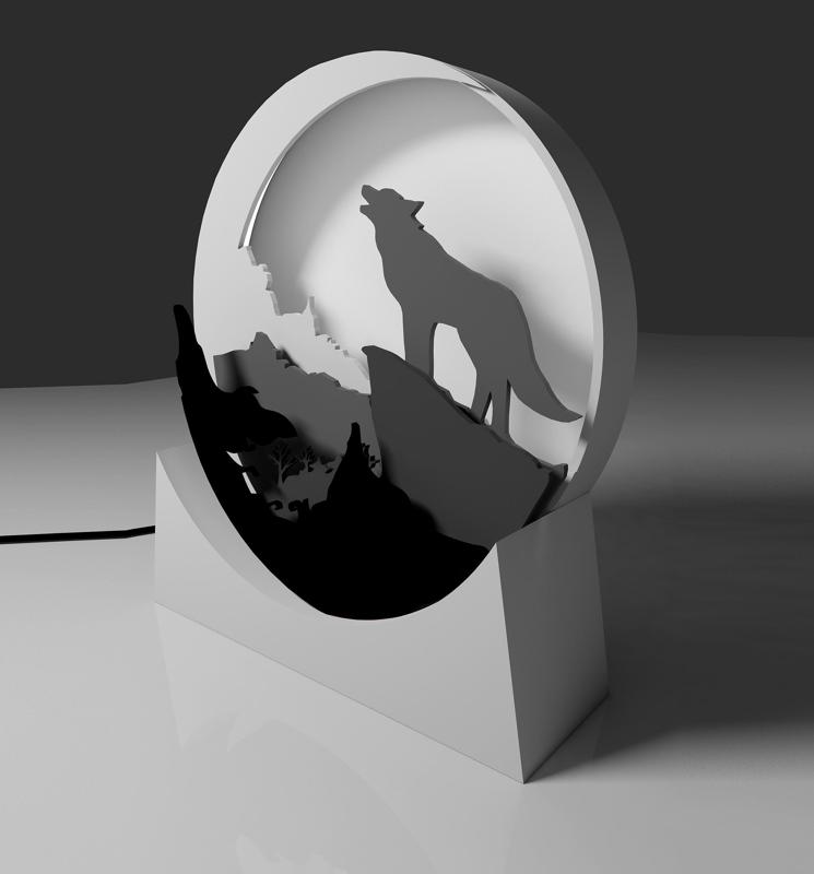 Howling wolf light box