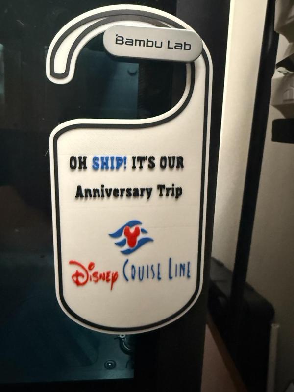 OH SHIP! ANNIVERSARY TRIP DOOR HANGER DISNEY 