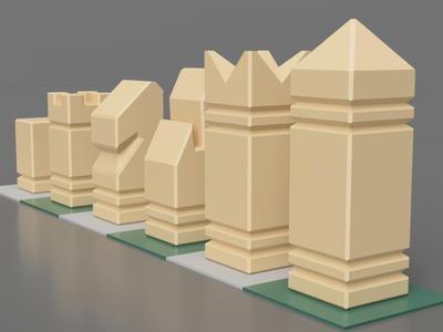 Blocky Chess Pieces
