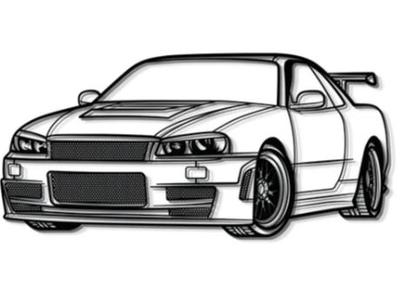 R34 Nissan GTR wall art silhouette