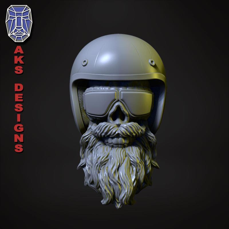 Biker skull version 6 Bas relief wall decor