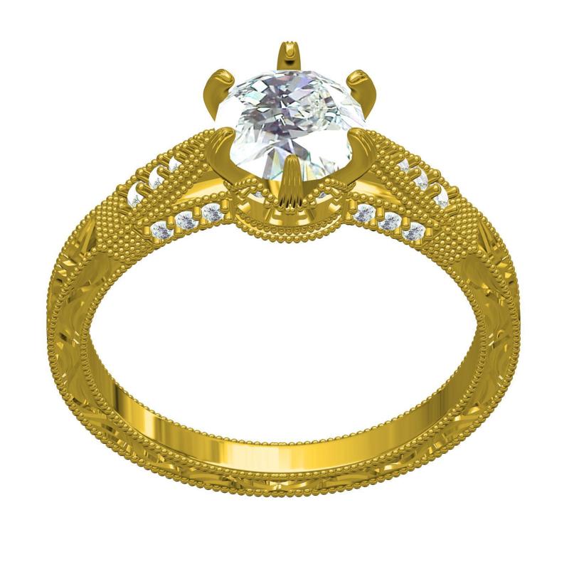 6 Prongs Solitaire Engraving Ring