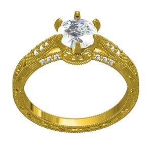 6 Prongs Solitaire Engraving Ring