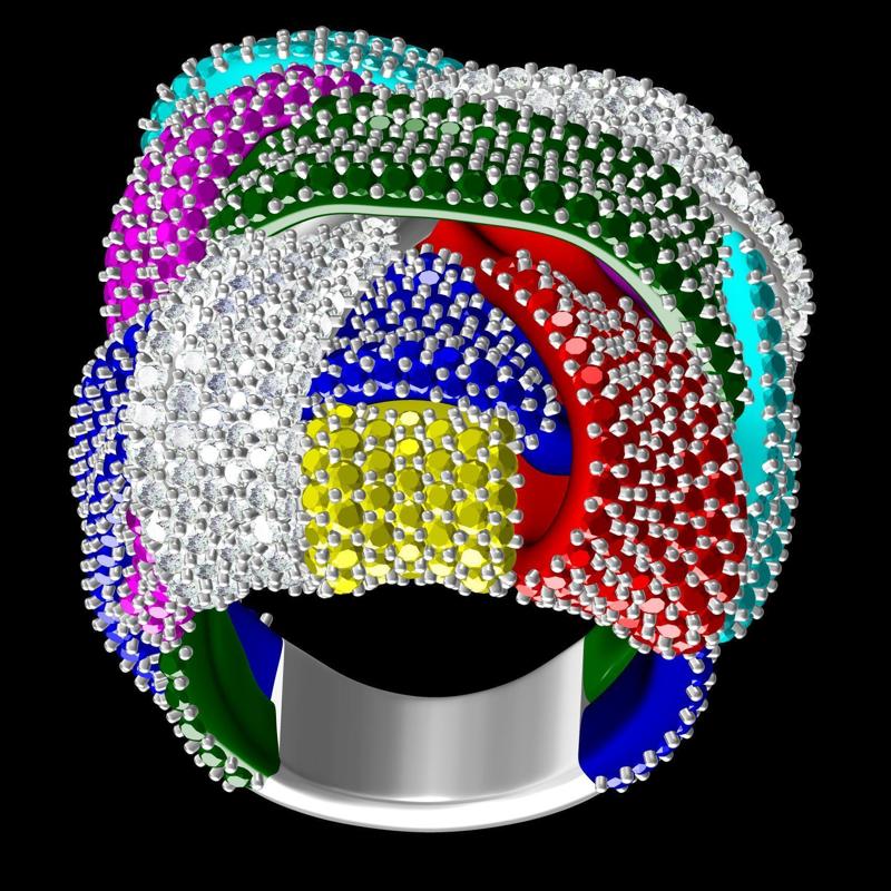 Multicolor Diamond Cocktail Ring