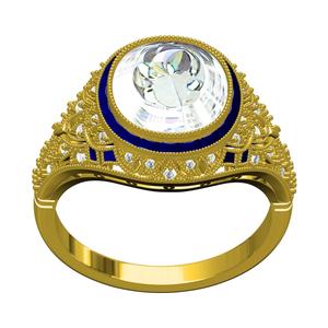 Unique Cushion Diamond Art Deco Ring