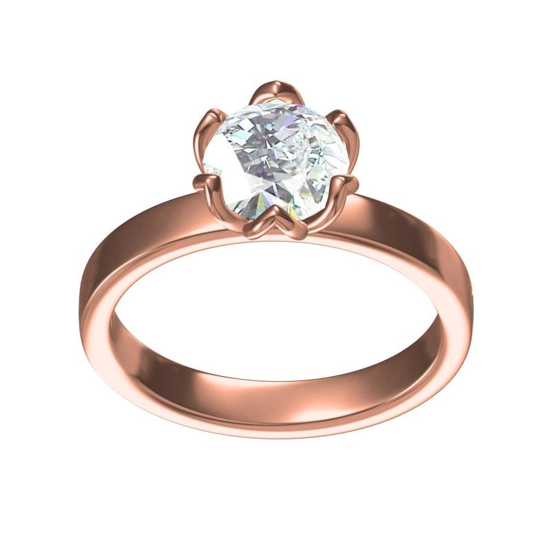 Single Diamond Tulip Setting Solitaire Engagement Ring