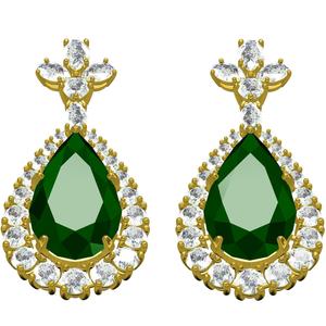 Green Pear Diamond Halo Drop Earring