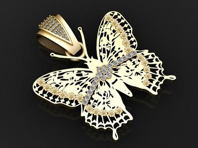 Butterfly gold Pendant  3D printable model