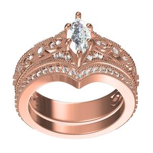 Marquise Cut Diamond Art Deco Ring with Band