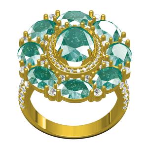 Green Oval Cut Diamond Cocktail Ring