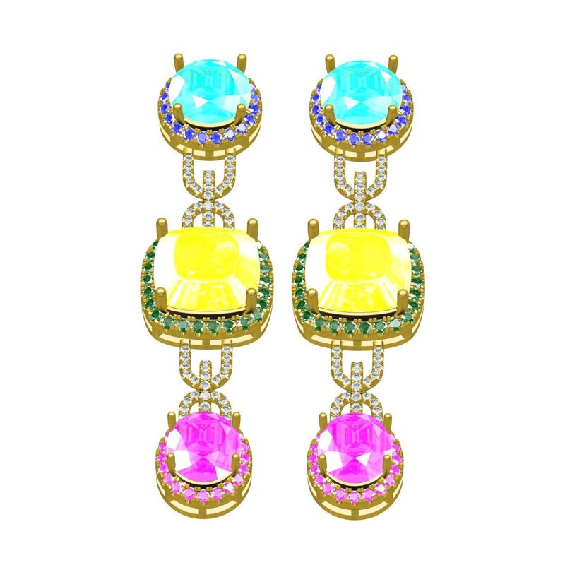 Multicolor Stone Long Dangle Drop Earring